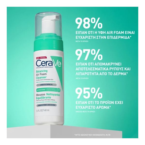 CeraVe Balancing Air Foam Cleanser Καθαριστικό Προσώπου για Κανονικό έως Μεικτό Δέρμα 148 ml