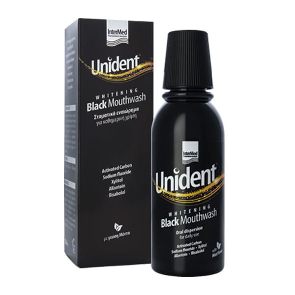 Unident Whitening Black Mouthwash Λευκαντικό Στοματικό Διάλυμα 250 ml