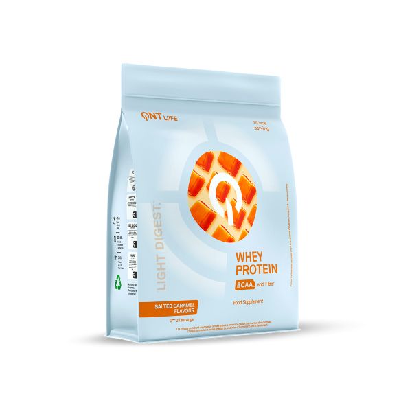 QNT Liife Whey Protein BCAA and Fiber Light Digest Πρωτεΐνη Ορού Γάλακτος και Φυτικές Ίνες με Γεύση Salted Caramel 500 gr