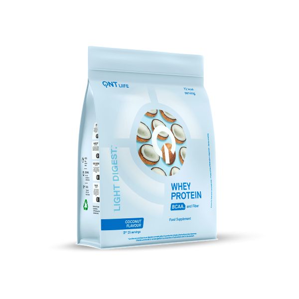 QNT Liife Whey Protein BCAA and Fiber Light Digest Πρωτεΐνη Ορού Γάλακτος και Φυτικές Ίνες με Γεύση Coconut 500 gr