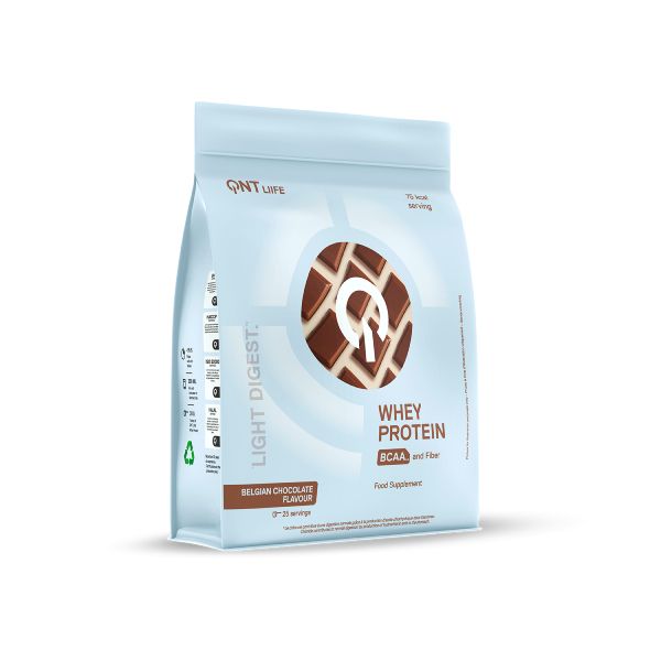 QNT Liife Whey Protein BCAA and Fiber Light Digest Πρωτεΐνη Ορού Γάλακτος και Φυτικές Ίνες με Γεύση Belgian Chocolate 500 gr
