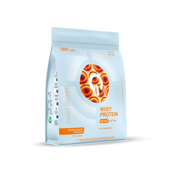 QNT Liife Whey Protein BCAA and Fiber Light Digest Πρωτεΐνη Ορού Γάλακτος και Φυτικές Ίνες με Γεύση Crème Brûlée 500 gr