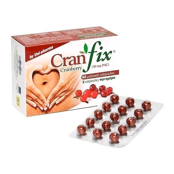 Uni-Pharma Cran-Fix Cranberry για την Αντιμετώπιση της Ουρολοίμωξης 60 caps