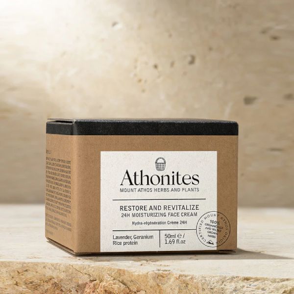 Athonites 24ωρη Ενυδατική Κρέμα Αναζωογόνησης Προσώπου για Κανονικές / Ξηρές Επιδερμίδες 50 ml