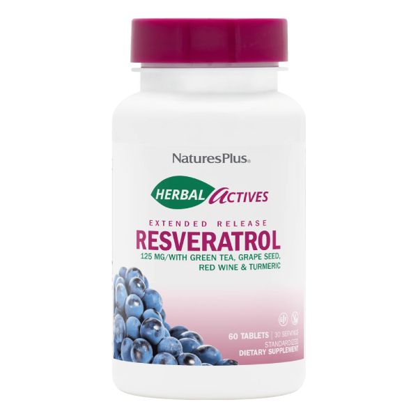 Nature's Plus Herbal Actives Resveratrol για Αντιγήρανση και την Καλή Λειτουργία της Καρδιάς 125 mg 60 Ταμπλέτες