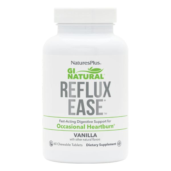 Natures Plus GI Natural Reflux Ease για τη Βελτίωση της Πέψης και την Παλινδρόμηση Γεύση Βανίλια 60 Μασώμενες Ταμπλέτες
