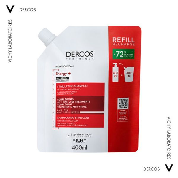 Vichy Dercos Energy+ Eco Δυναμωτικό Σαμπουάν κατά της Τριχόπτωσης Refill 400 ml