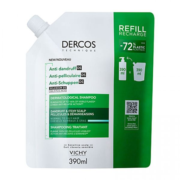 Vichy Dercos Anti-Dandruff DS Eco Refill Αντιπιτυριδικό Σαμπουάν για Κανονικά - Λιπαρά Μαλλιά Ανταλλακτικό 390 ml Vichy Dercos Anti-Dandruff DS Eco Refill Αντιπιτυριδικό Σαμπουάν για Κανονικά - Λιπαρά Μαλλιά Ανταλλακτικό 390 ml