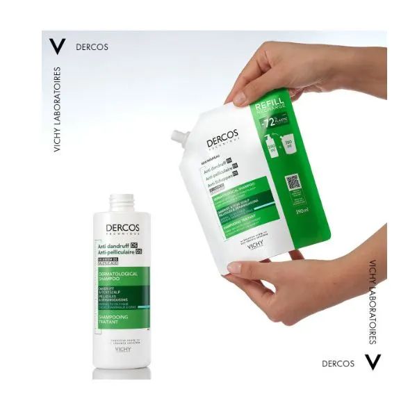 Vichy Dercos Anti-Dandruff DS Eco Refill Αντιπιτυριδικό Σαμπουάν για Κανονικά - Λιπαρά Μαλλιά Ανταλλακτικό 390 ml