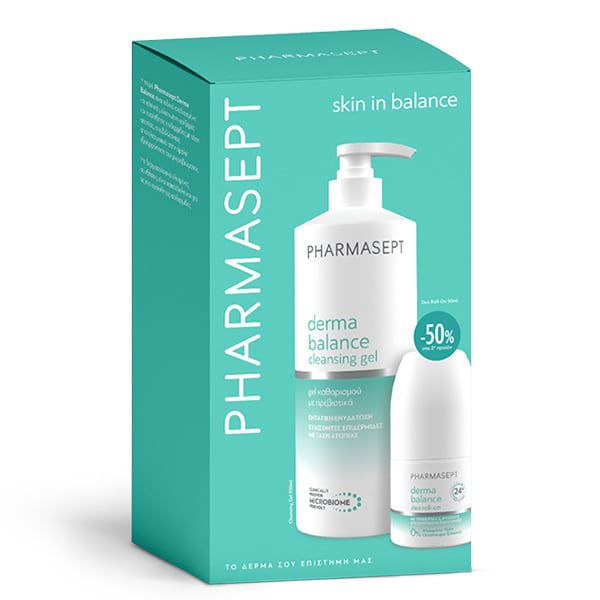Pharmasept Skin in Balance Set με Derma Balance Gel Καθαρισμού 500 ml & Αποσμητικό Roll-On 50 ml -50% στο 2ο Προϊόν
