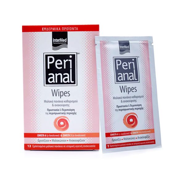 Intermed Perianal Wipes Μαλακά Πανάκια Καθαρισμού Περιπρωκτικής Περιοχής 12 τμχ