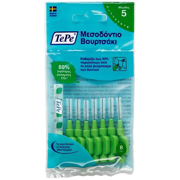 TePe Interdental Original Μεσοδόντια Βουρτσάκια Πράσινο 0.8mm 8 τμχ