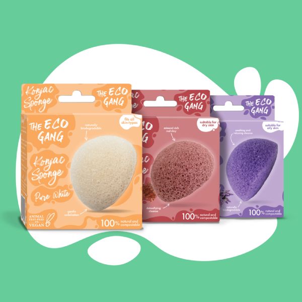 The Eco Gang Konjac Red Clay Σφουγγάρι Καθαρισμού Προσώπου για Ξηρό Δέρμα 1 τμχ