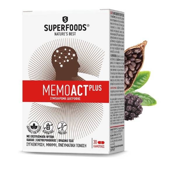 Superfoods Memoact Plus Συμπλήρωμα Διατροφής για Μνήμη/Συγκέντρωση 30caps